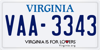 VA license plate VAA3343