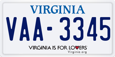 VA license plate VAA3345