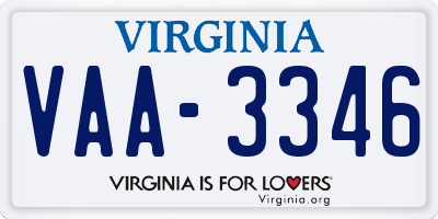 VA license plate VAA3346