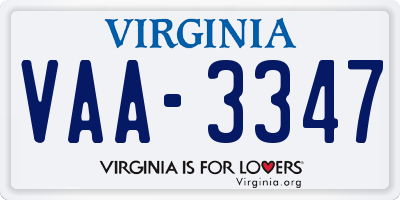 VA license plate VAA3347