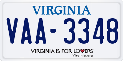 VA license plate VAA3348