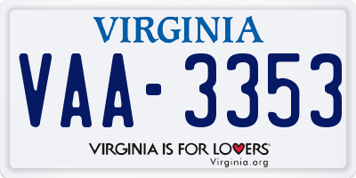 VA license plate VAA3353