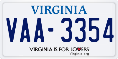 VA license plate VAA3354