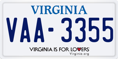 VA license plate VAA3355