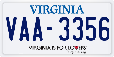 VA license plate VAA3356