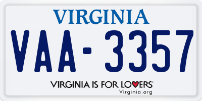 VA license plate VAA3357