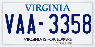 VA license plate VAA3358