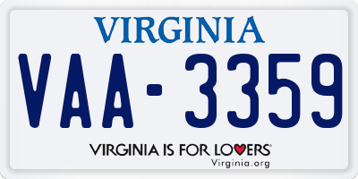 VA license plate VAA3359