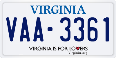 VA license plate VAA3361