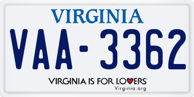 VA license plate VAA3362