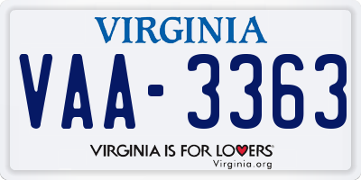 VA license plate VAA3363