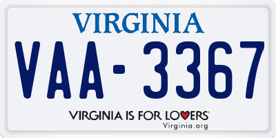 VA license plate VAA3367