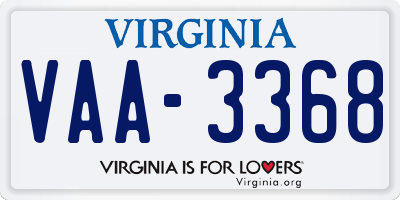 VA license plate VAA3368