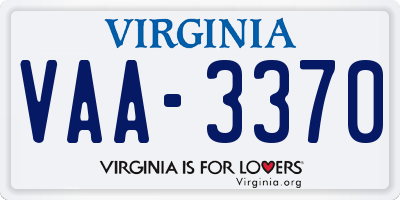 VA license plate VAA3370