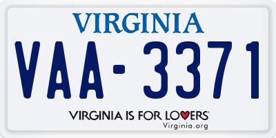 VA license plate VAA3371