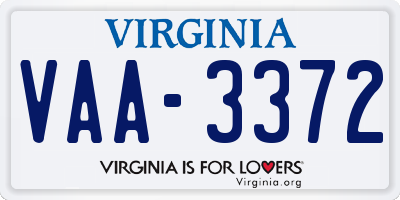 VA license plate VAA3372