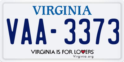 VA license plate VAA3373