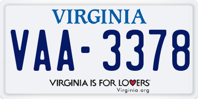 VA license plate VAA3378