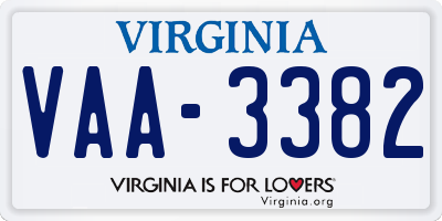 VA license plate VAA3382