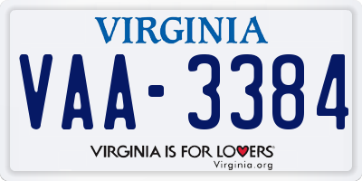 VA license plate VAA3384