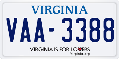 VA license plate VAA3388