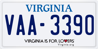 VA license plate VAA3390