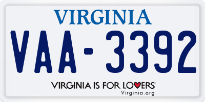 VA license plate VAA3392