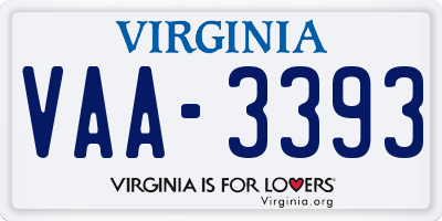 VA license plate VAA3393