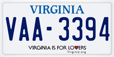 VA license plate VAA3394