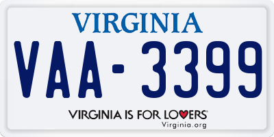 VA license plate VAA3399