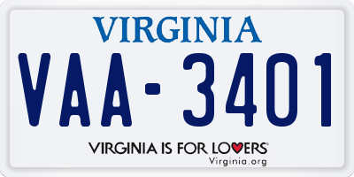 VA license plate VAA3401