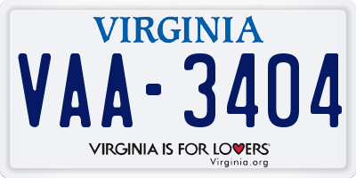 VA license plate VAA3404