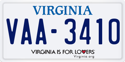 VA license plate VAA3410