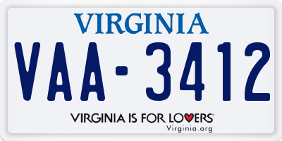VA license plate VAA3412