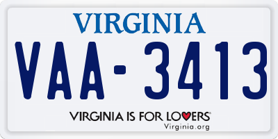 VA license plate VAA3413