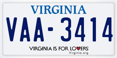 VA license plate VAA3414