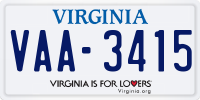 VA license plate VAA3415