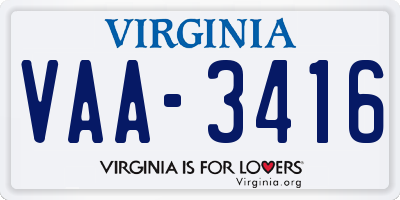 VA license plate VAA3416