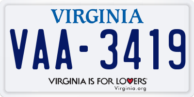 VA license plate VAA3419