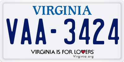 VA license plate VAA3424