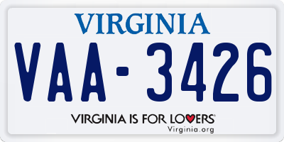 VA license plate VAA3426