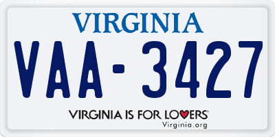 VA license plate VAA3427