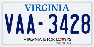 VA license plate VAA3428