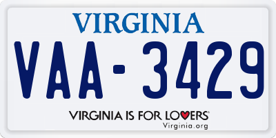 VA license plate VAA3429