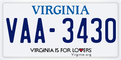 VA license plate VAA3430