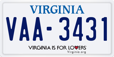 VA license plate VAA3431