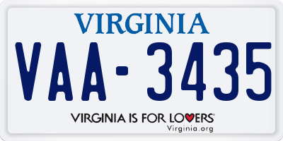 VA license plate VAA3435