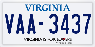 VA license plate VAA3437