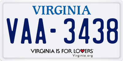 VA license plate VAA3438