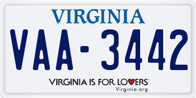 VA license plate VAA3442